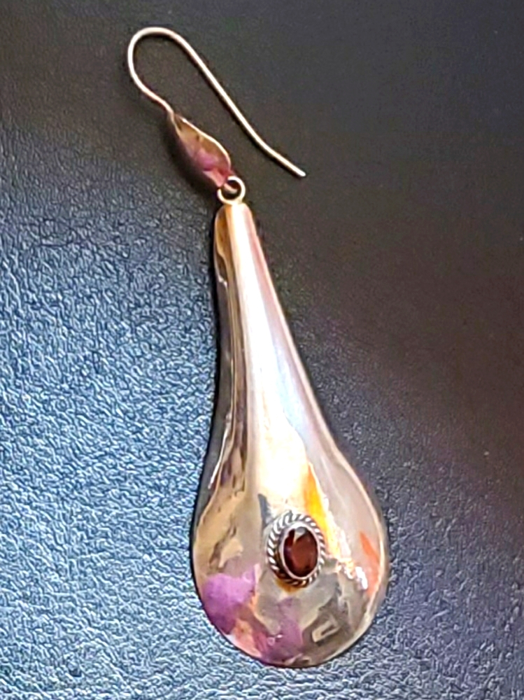 STERLING & GARNET EARRINGS - Picture 2 of 3